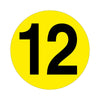 Yellow Floor Identification Markers - Printed Numbers (190mm Dia) 12 (4799458934819)