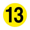 Yellow Floor Identification Markers - Printed Numbers (190mm Dia) 13 (4799458934819)