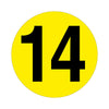 Yellow Floor Identification Markers - Printed Numbers (190mm Dia) 14 (4799458934819)