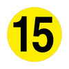 Yellow Floor Identification Markers - Printed Numbers (190mm Dia) 15 (4799458934819)