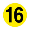 Yellow Floor Identification Markers - Printed Numbers (190mm Dia) 16 (4799458934819)