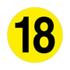 Yellow Floor Identification Markers - Printed Numbers (190mm Dia) 18 (4799458934819)