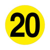 Yellow Floor Identification Markers - Printed Numbers (190mm Dia) 20 (4799458934819)