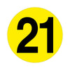 Yellow Floor Identification Markers - Printed Numbers (190mm Dia) 21 (4799458934819)