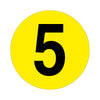 Yellow Floor Identification Markers - Printed Numbers (190mm Dia) 5 (4799458934819)