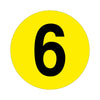 Yellow Floor Identification Markers - Printed Numbers (190mm Dia) 6 (4799458934819)