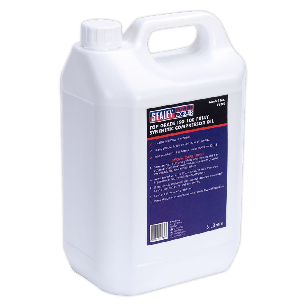 5 Litre ISO 100 Synthetic Compressor Oil (4616086650915)