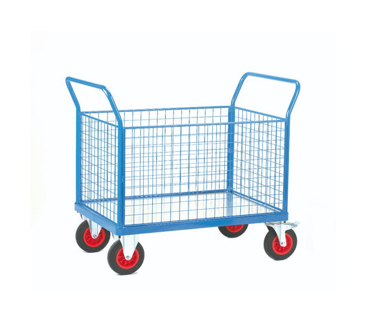 Galvanised Metal Platform Truck - 4 Mesh Sides (4802569109539)