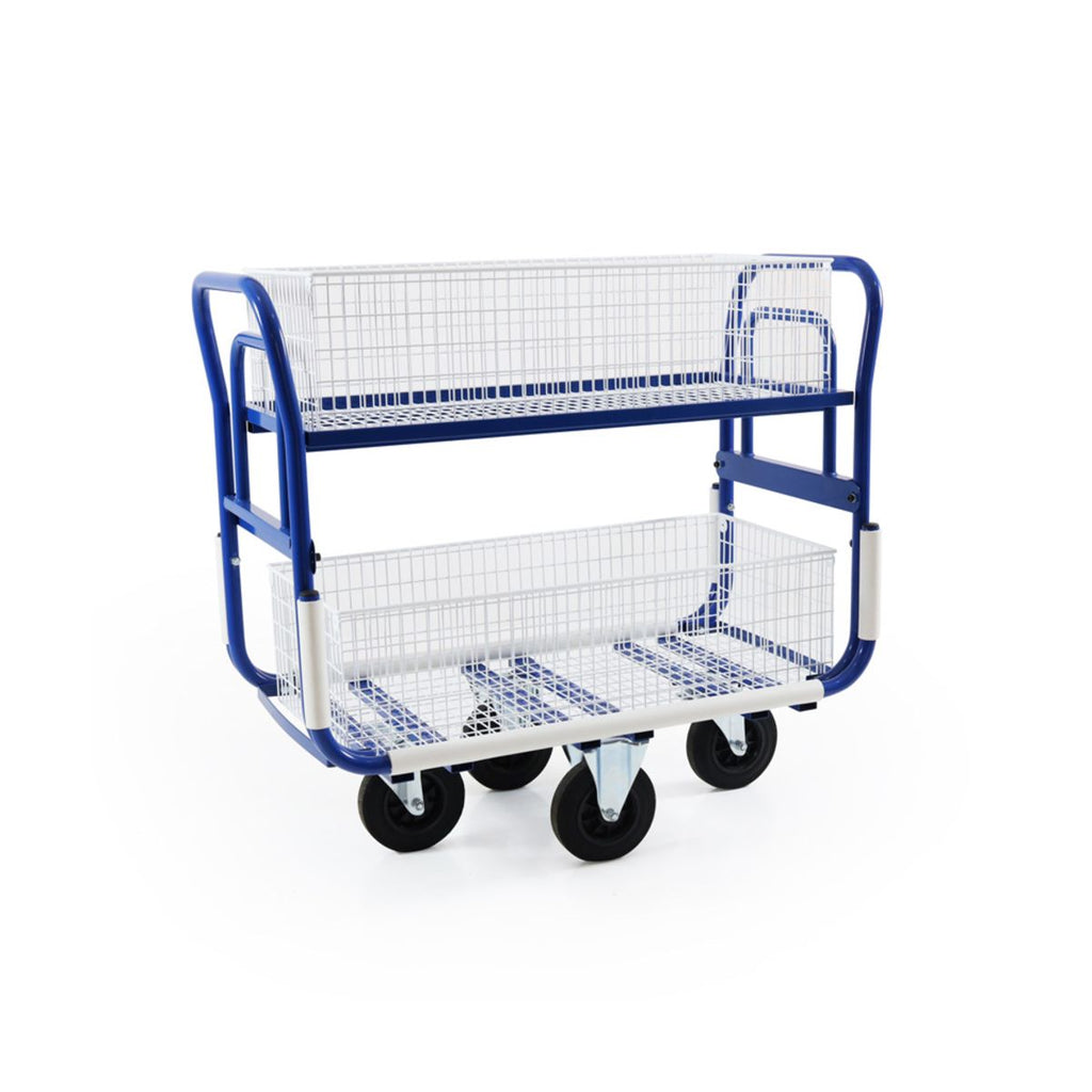 Double-Handle Mailroom Trolley with 2 Full Length Baskets (6236027453611)