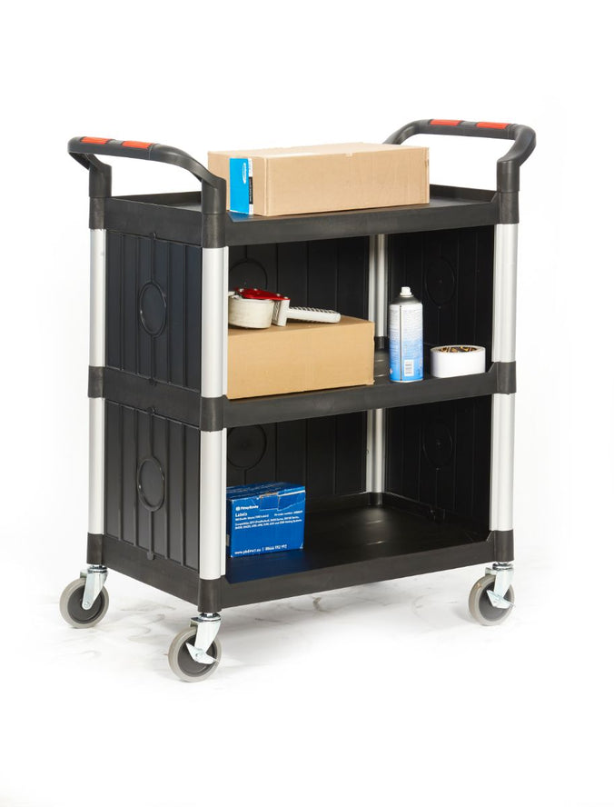 Eco Ali-Plastic 3 Tier Shelf Trolley with Sides 750mm (l) x 460mm (w) x 980mm (h) (4589903183907)