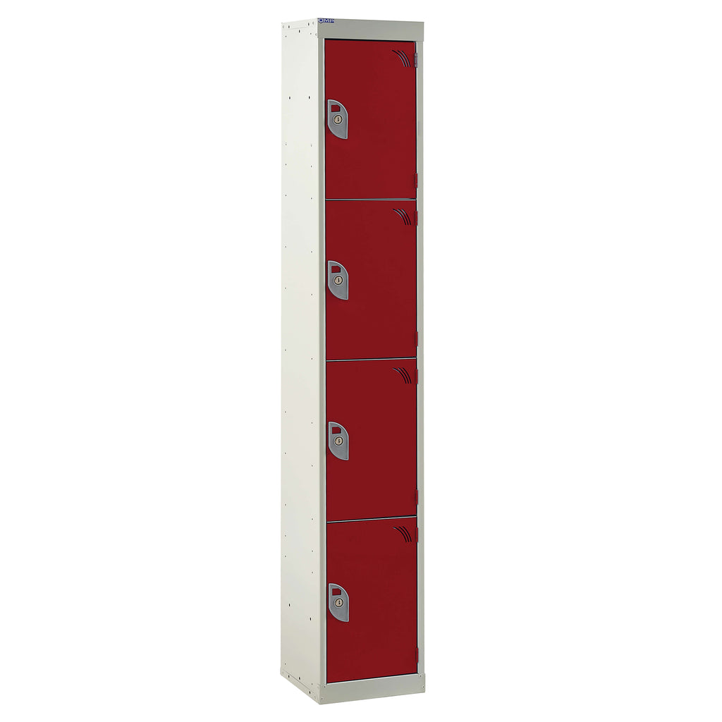 4 Compartment Metal Locker LS1830304RXX Red Closed Door (4464321036323)