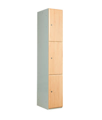 Wooden Door Locker - 3 Compartments (Beech or Oak)