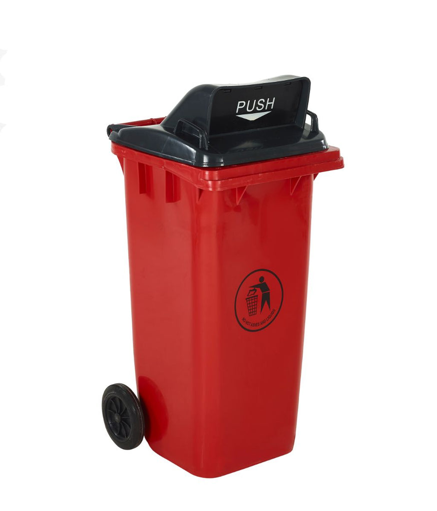 Wheelie Bin with Push Flap Lid red (4585768976419)