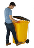 Wheelie Bin with Foot Pedal Operated Lid yellow in use (4585769009187)