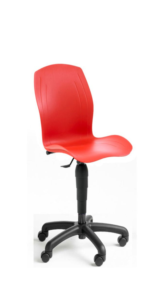 Low Easy-Clean Polypropylene Shell Chairs with Castors red (6594109735083)