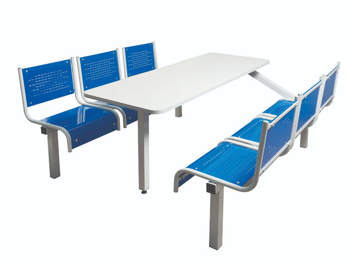Six Seater Canteen Tables with Steel Seats blue (4606302355491)
