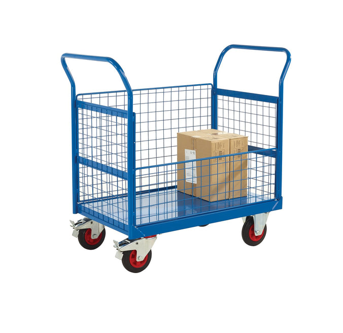3 and a Half Sided Platform Trolley with Mesh Sides RTBT3569MBXX Blue with props (4479050055715)