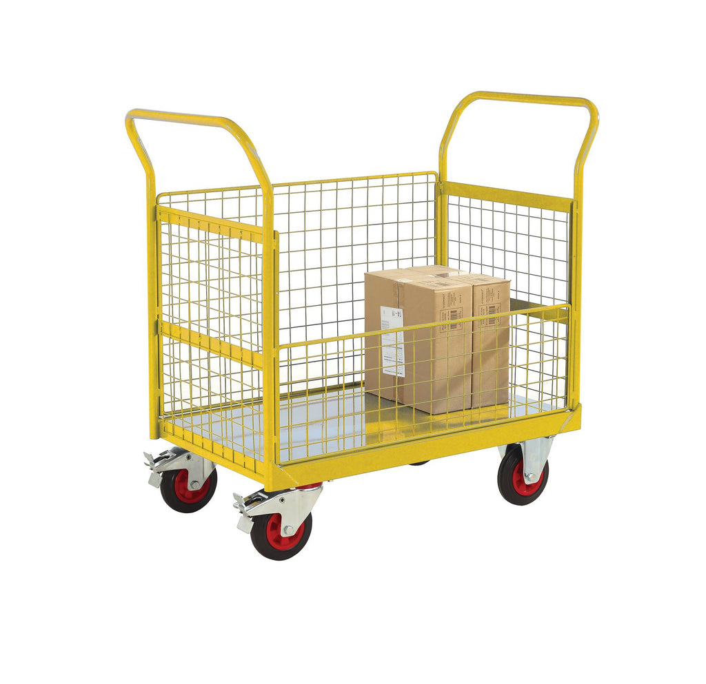 3 and a Half Sided Platform Trolley with Mesh Sides RTBT3569MYXX Yellow with props (4479050055715)