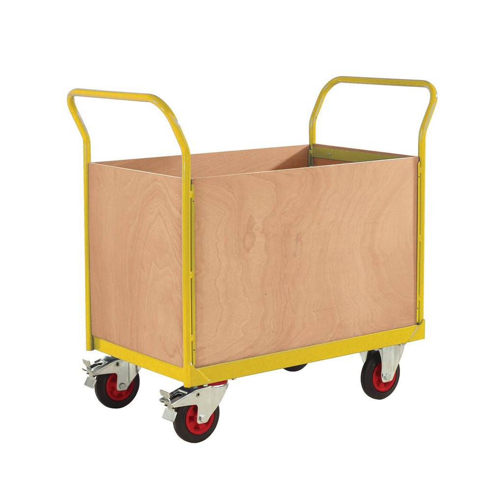 4 Sided Platform Trolley with Plywoods Sides RTBT4690PYXX Yellow (4479050088483)