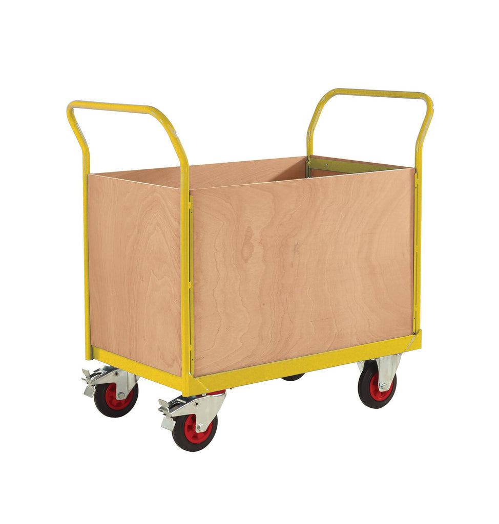 4 Sided Platform Trolley with Plywoods Sides RTBT4690PYXX Yellow (4479050088483)