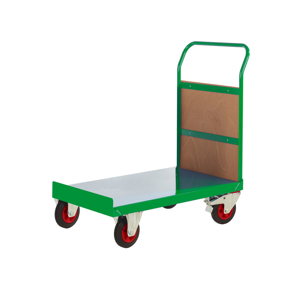Single Handle Platform Trolley with Plywood Panel End First Mats Ltd