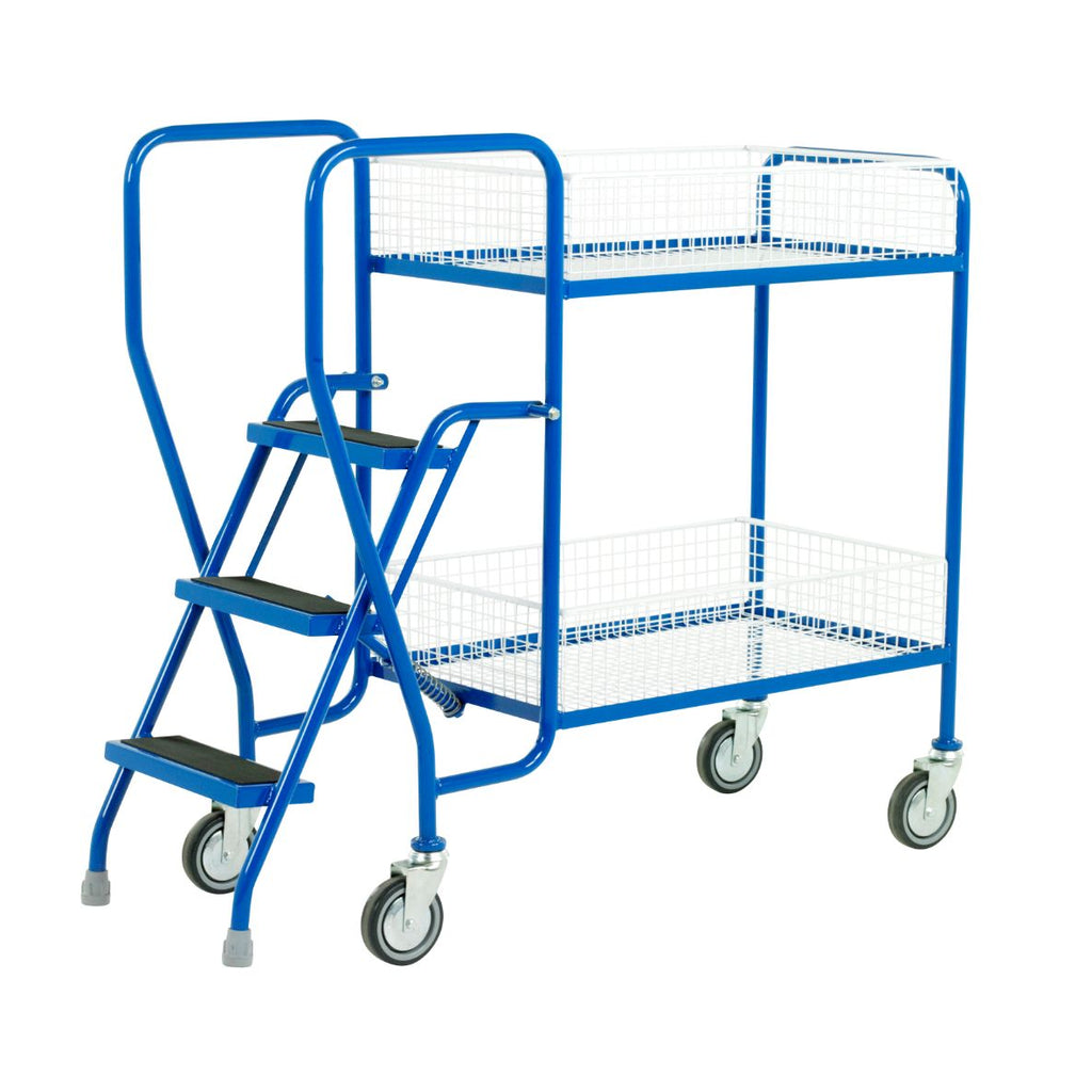 3 Step Warehouse Picking Trolley - Removable Baskets 2 tiers