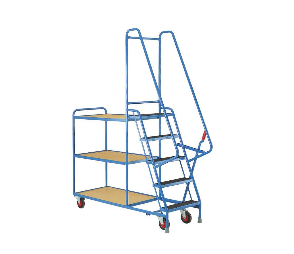 5 Step Warehouse Picking Trolley - Plywood Shelves