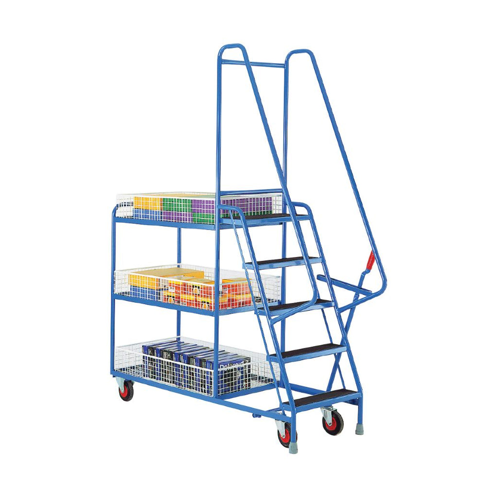 5 Step Warehouse Picking Trolley - Removable Baskets