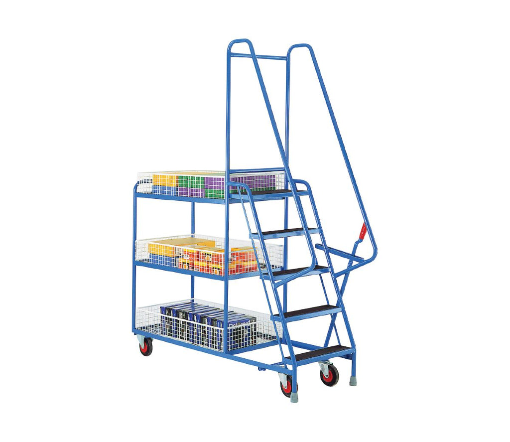 5 Step Warehouse Picking Trolley - Removable Baskets