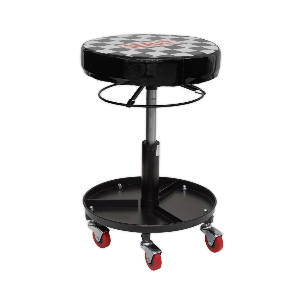 Pro Gas Sprung Mechanic's Stool with Wheels extended (4621305970723)