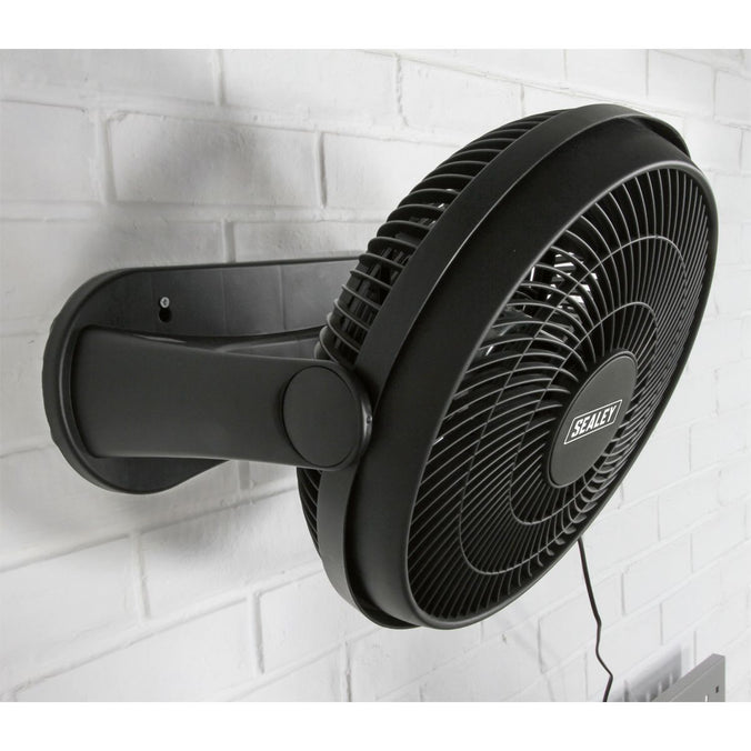 12" Desk or Floor Fan - 3-Speed wall mounted close up (4615554662435)