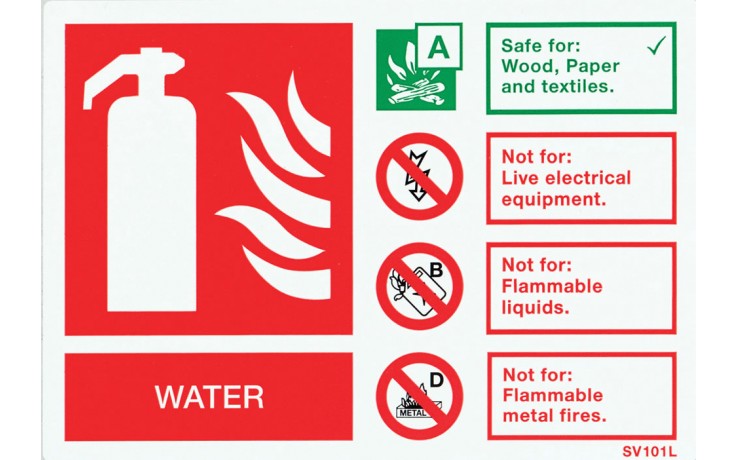 Self Adhesive Water Fire Extinguisher Signs (Pack of 10) (4807366115363)