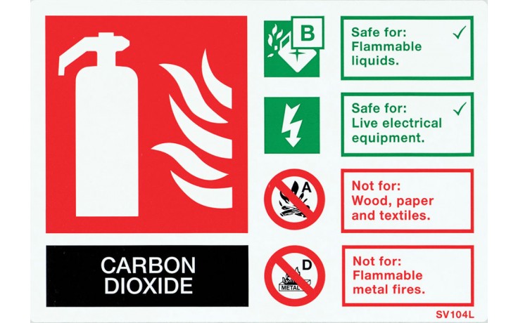 Self Adhesive CO2 Fire Extinguisher Signs (Pack of 10) (4807366213667)