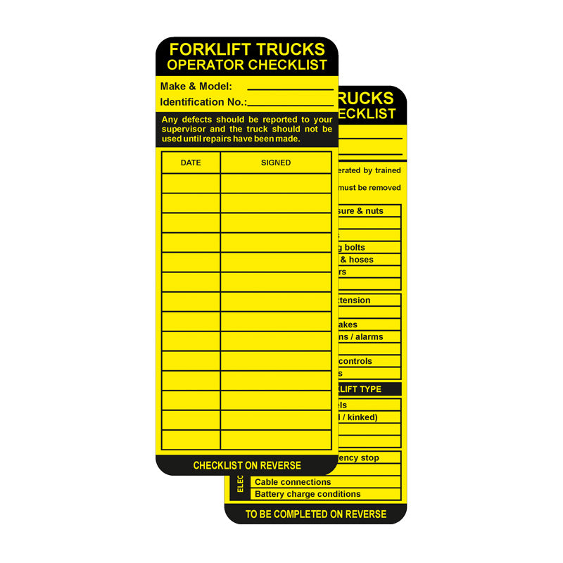 Forklift Inspection Safety Tag Inserts (6074675331243)