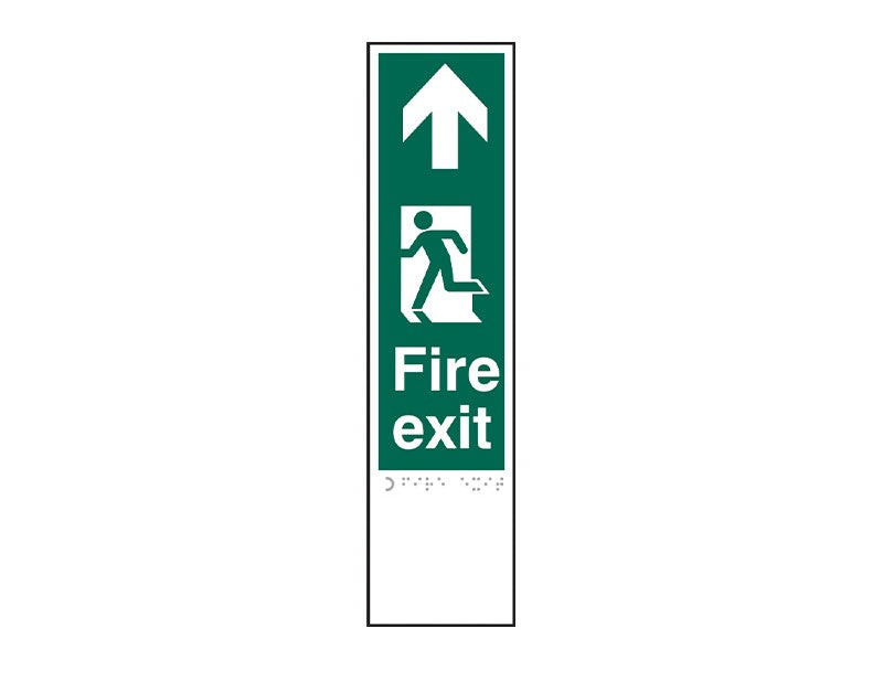 Fire Exit Left Arrow Up - Braille Finger Plate (6003841826987)