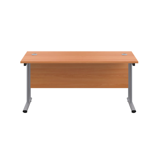 Cantilever Rectangular Office Desks 600mm Deep  beech silver front (5973569798315)