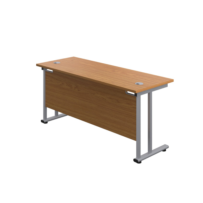 Cantilever Rectangular Office Desks 600mm Deep nora oak silver (5973569798315)