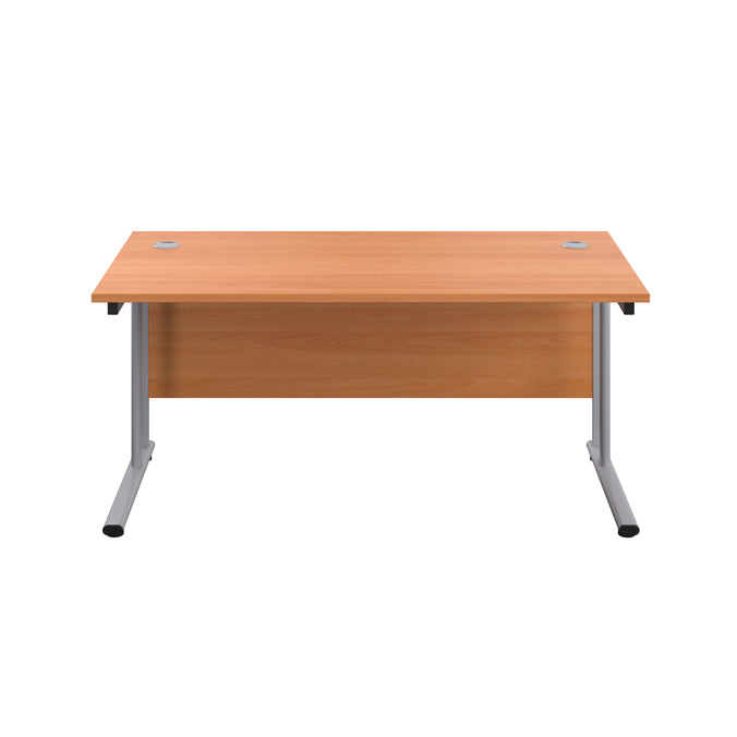 Cantilever Rectangular Office Desks 800mm Deep beech silver front (5973569896619)