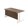 Cantilever Rectangular Office Desks 800mm Deep dark walnut white (5973569896619)