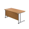 Cantilever Rectangular Office Desks 800mm Deep nova oak silver (5973569896619)