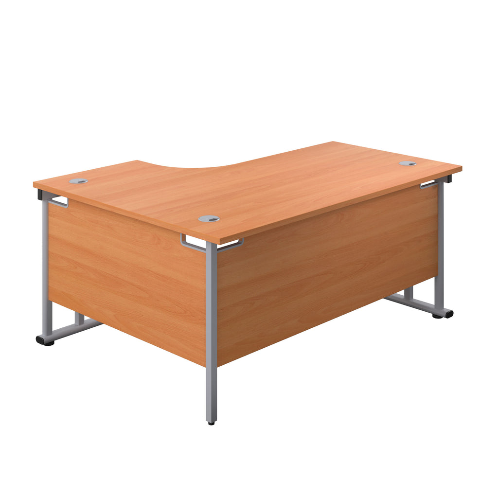 Right Hand Curved Office Desks (L Shape) beech silver back (5973569765547)