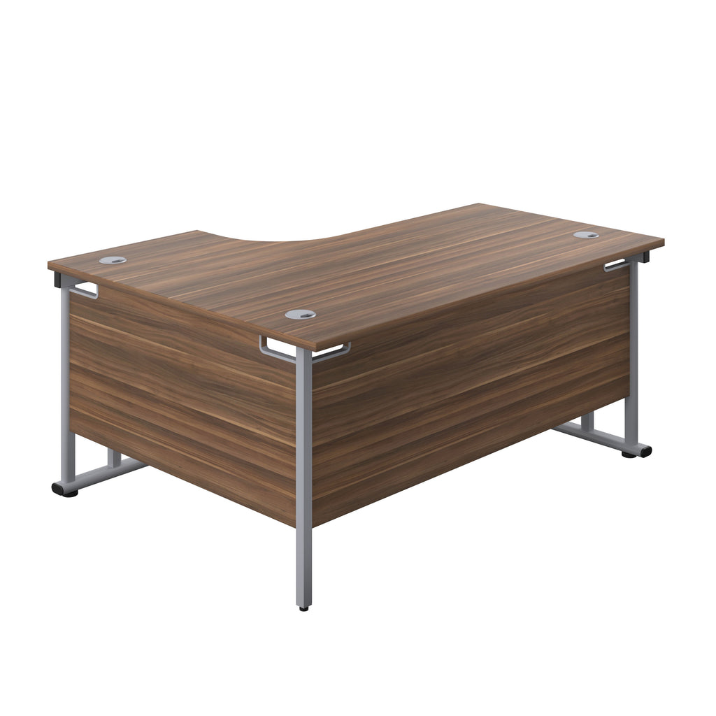 Right Hand Curved Office Desks (L Shape) dark walnut silver (5973569765547)