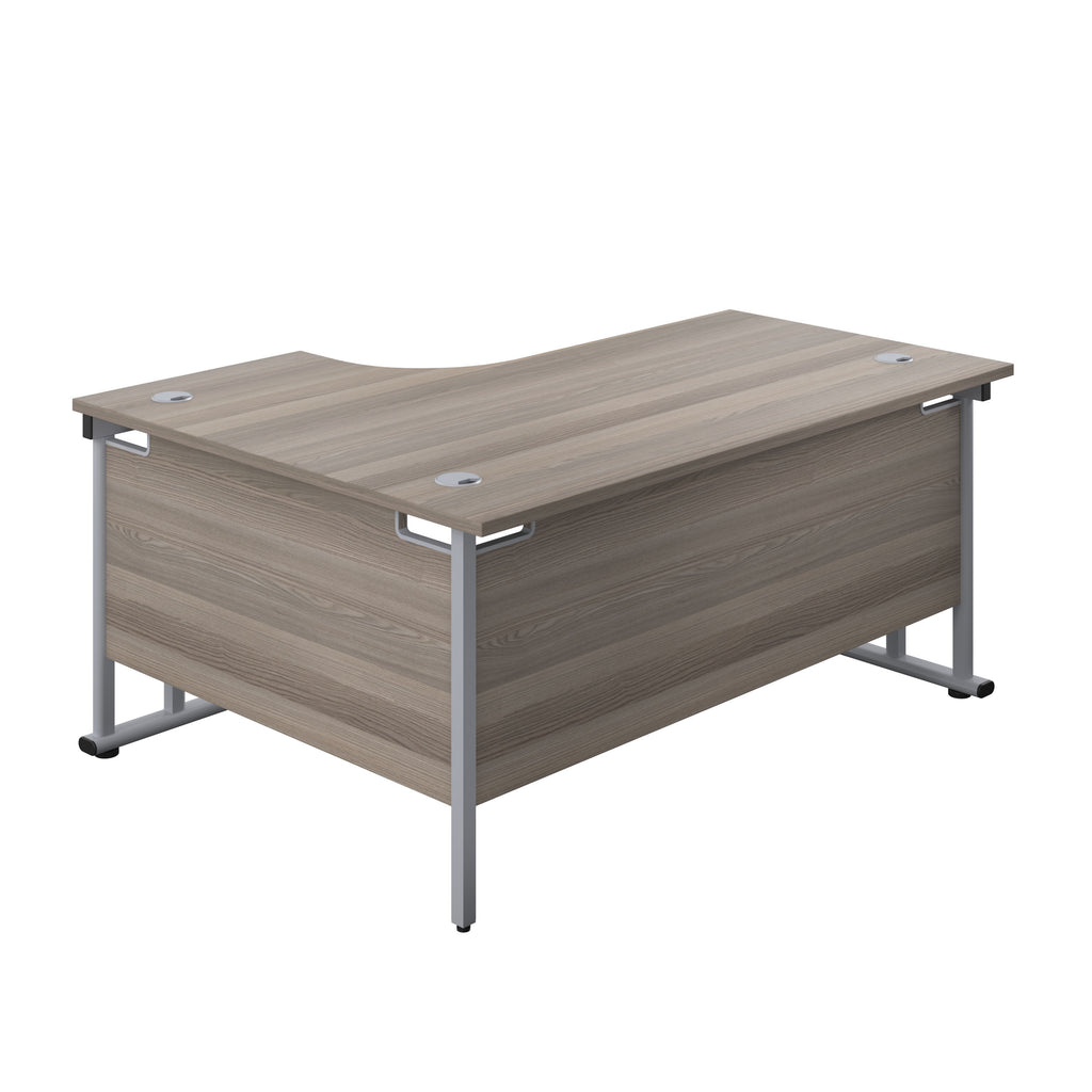 Right Hand Curved Office Desks (L Shape) grey oak silver (5973569765547)