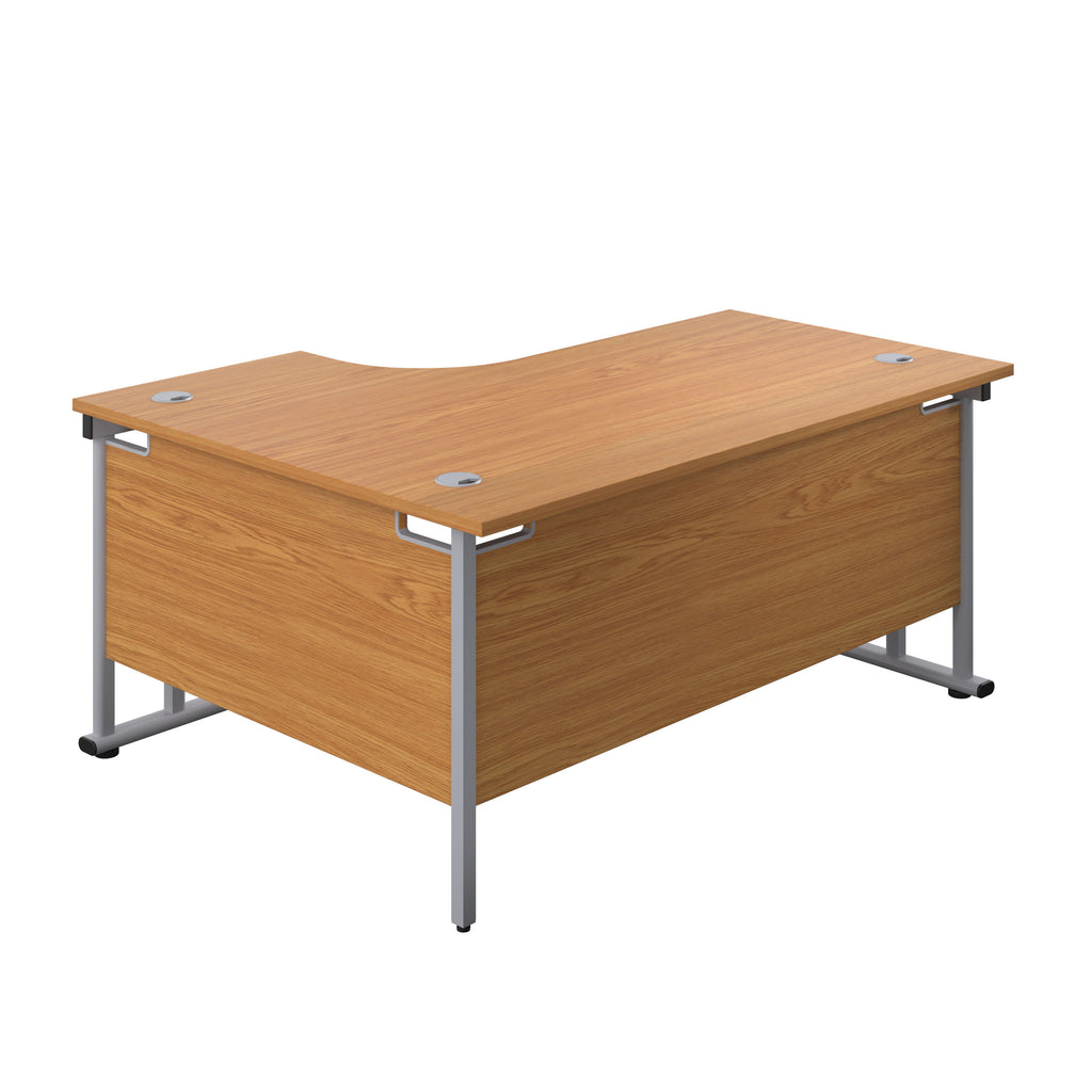 Right Hand Curved Office Desks (L Shape) dark walnut silver nora oak silver (5973569765547)