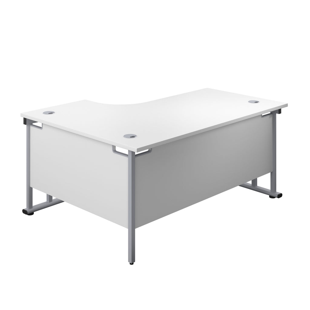 Right Hand Curved Office Desks (L Shape) white silver (5973569765547)
