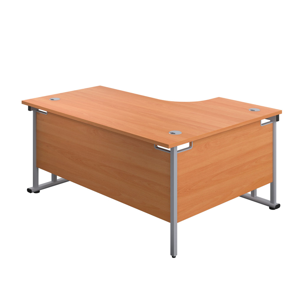 Left Hand Curved Office Desks (L Shape) 1800mm beech silver (5973569700011)