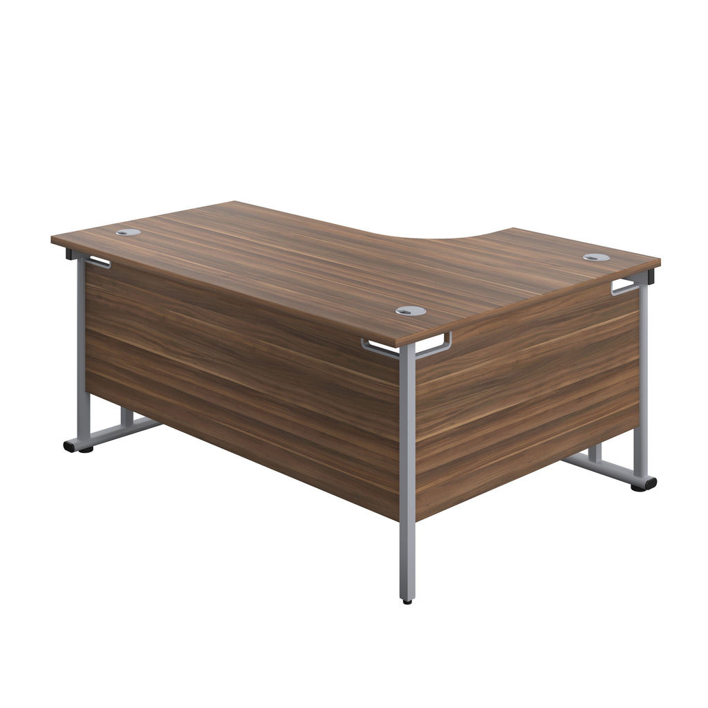 Left Hand Curved Office Desks (L Shape) 1800mm dark walnut silver (5973569700011)