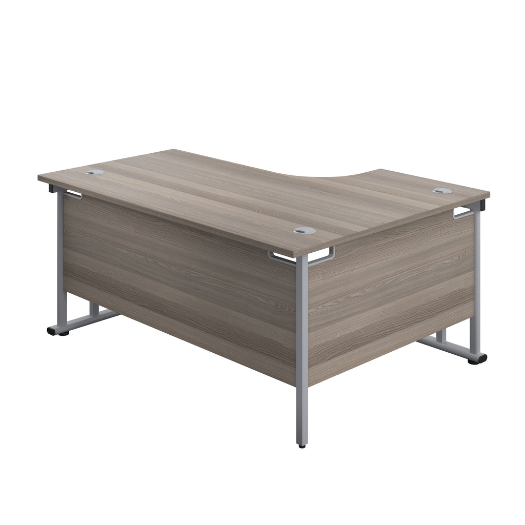 Left Hand Curved Office Desks (L Shape) 1800mm grey oak silver (5973569700011)