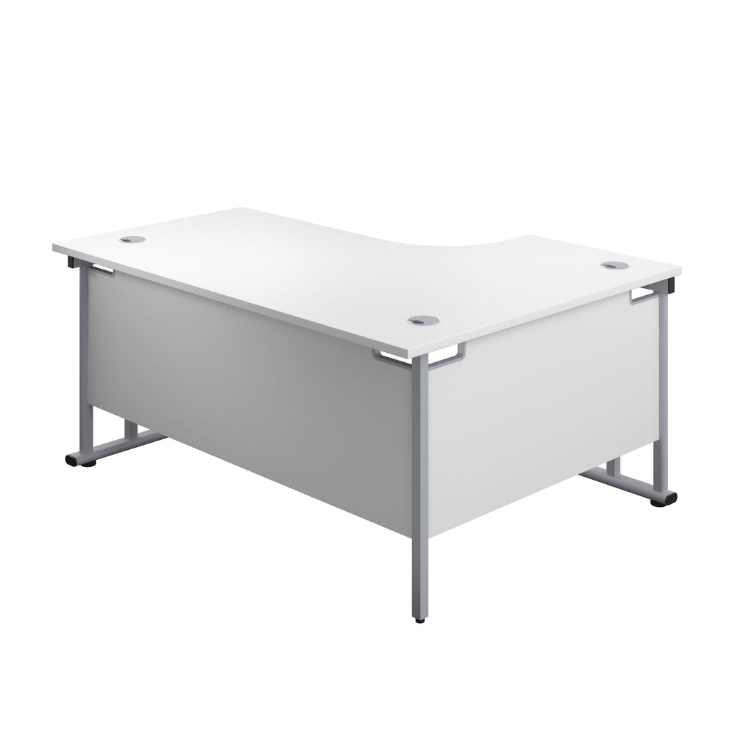 Left Hand Curved Office Desks (L Shape) 1800mm white silver (5973569700011)