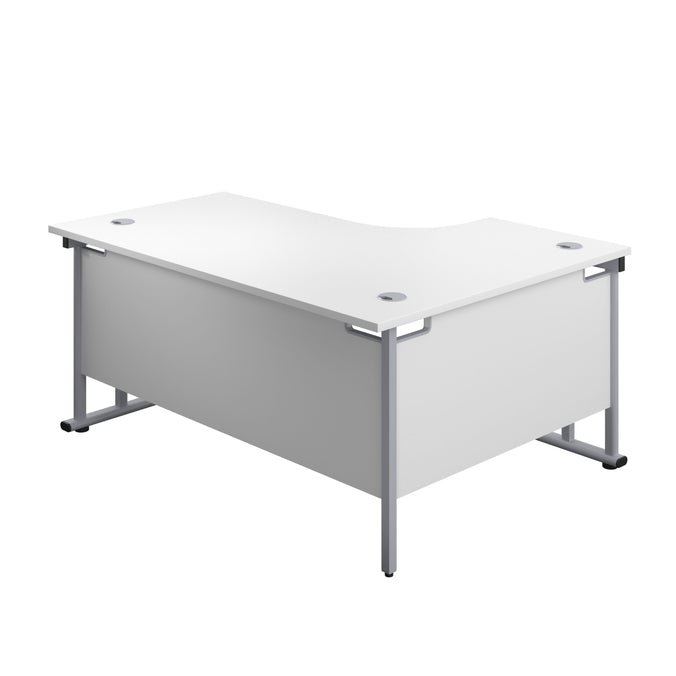 Left Hand Curved Office Desks (L Shape) 1800mm white silver (5973569700011)